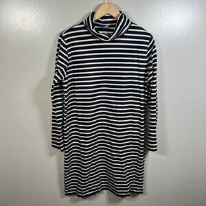 Kule Turtleneck Dress Size Large Navy Stripes Cotton Casual Work Preppy